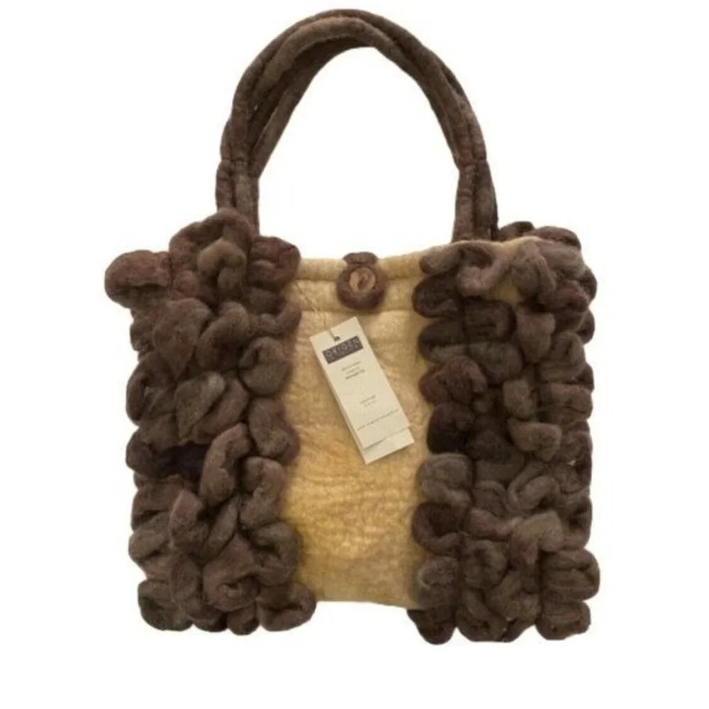 Handcrafted One Of A Kind Felted Wool Chile Nuno Technique Sheep Wool Handbag